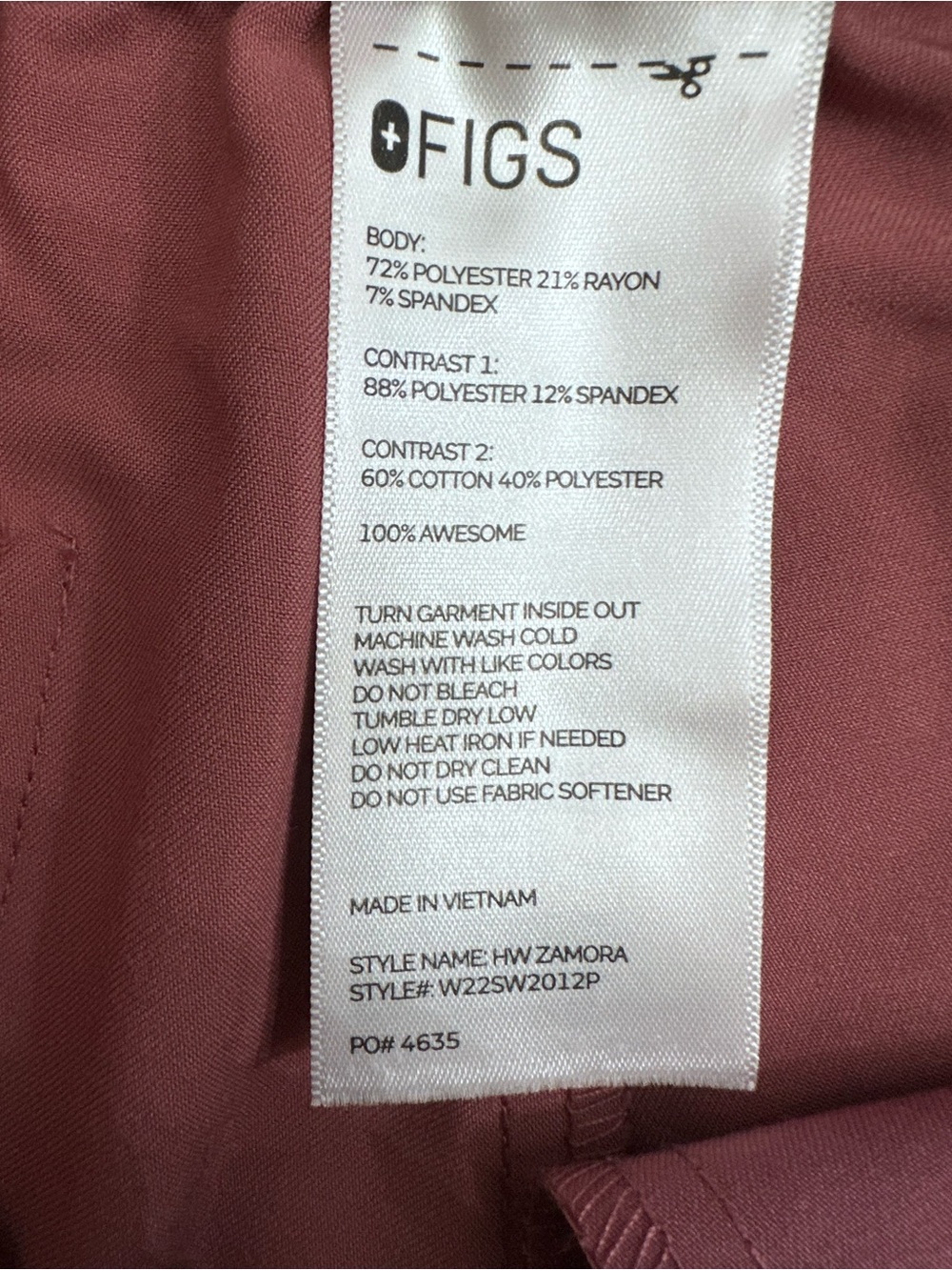 FIGS Mauve Zamora Jogger Scrub Pants - Size Small - Picture 5 of 5